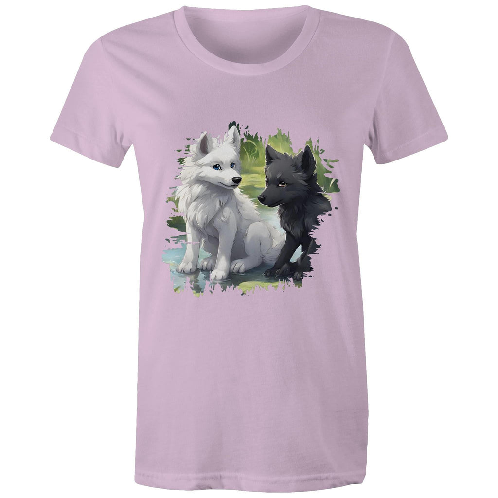 Two Wolves AS Colour - Women's Maple Tee Ogo Merch
