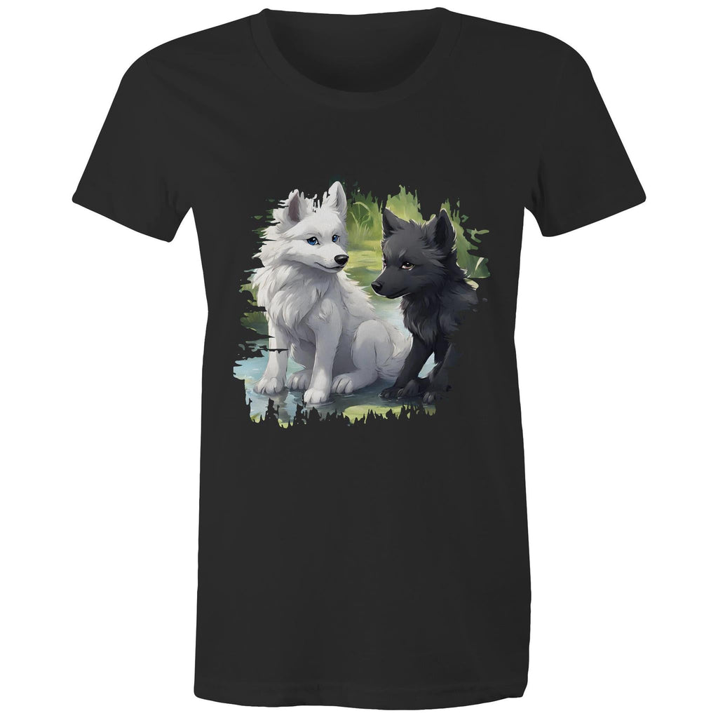 Two Wolves AS Colour - Women's Maple Tee Ogo Merch