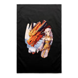 Lady and Pet Dragon AS Colour Tea Towel Ogo Merch
