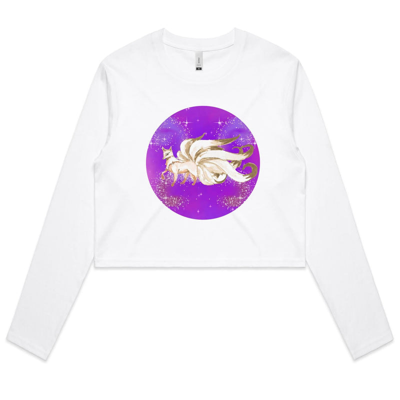 Shining Nine Tailed Fox Women's Long Sleeve Crop Tee Ogo Merch
