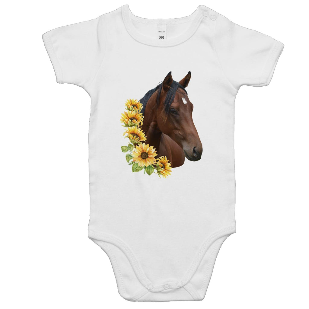 Sunflower Horse AS Colour Mini Me - Baby Onesie Romper Ogo Merch