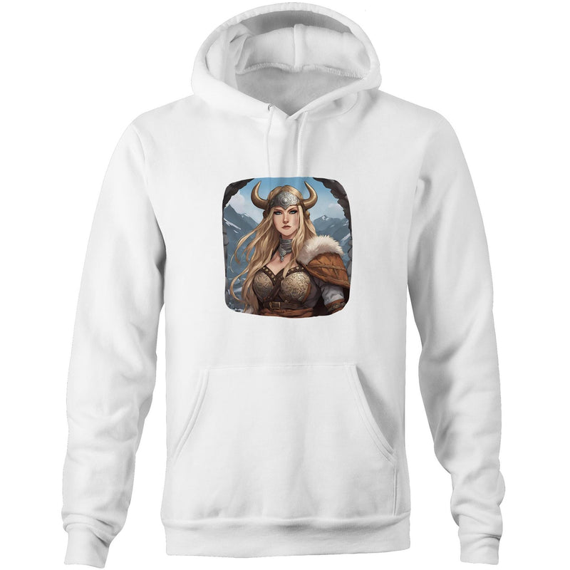 Viking Girl AS Colour Stencil - Pocket Hoodie Sweatshirt Ogo Merch