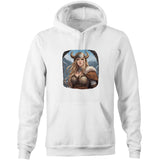 Viking Girl AS Colour Stencil - Pocket Hoodie Sweatshirt Ogo Merch