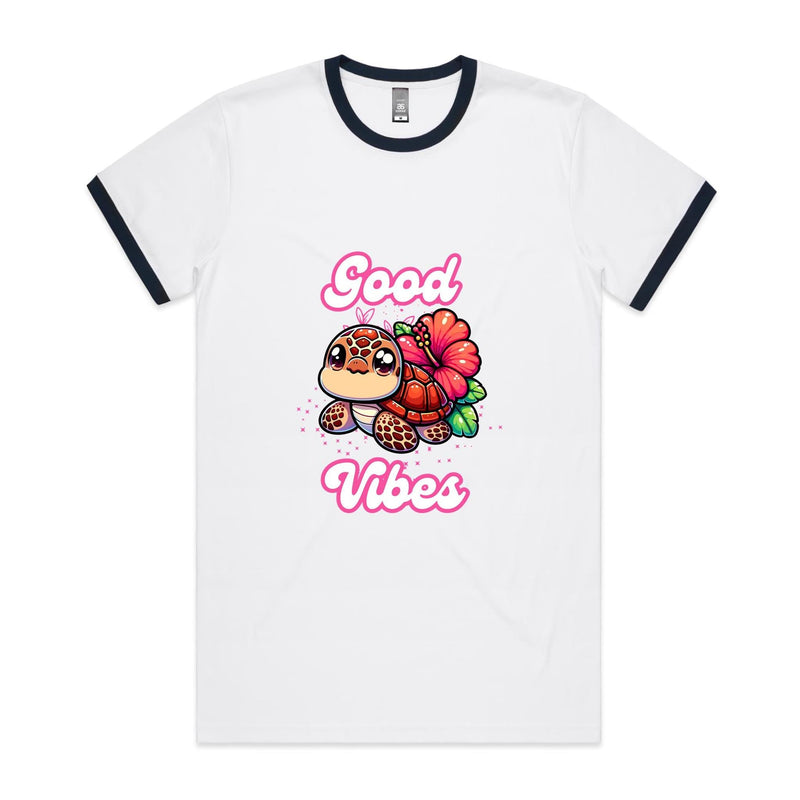 Good Vibes Turtle AS Colour Staple Ringer Tee Ogo Merch