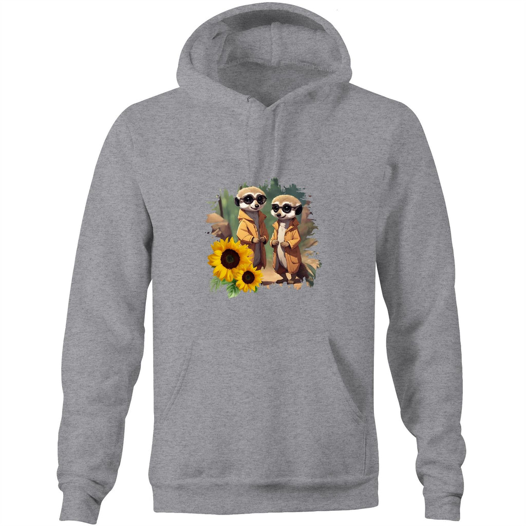 Sunflower Meerkats AS Colour Stencil - Pocket Hoodie Sweatshirt Ogo Merch
