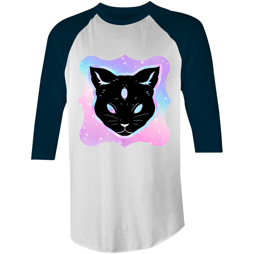 Psychic Cat AS Colour Raglan 3/4 Sleeve TShirt Ogo Merch
