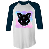 Psychic Cat AS Colour Raglan 3/4 Sleeve TShirt Ogo Merch