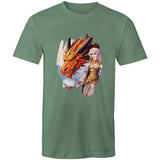 Lady and Pet Dragon AS Colour Staple - Mens T-Shirt Ogo Merch