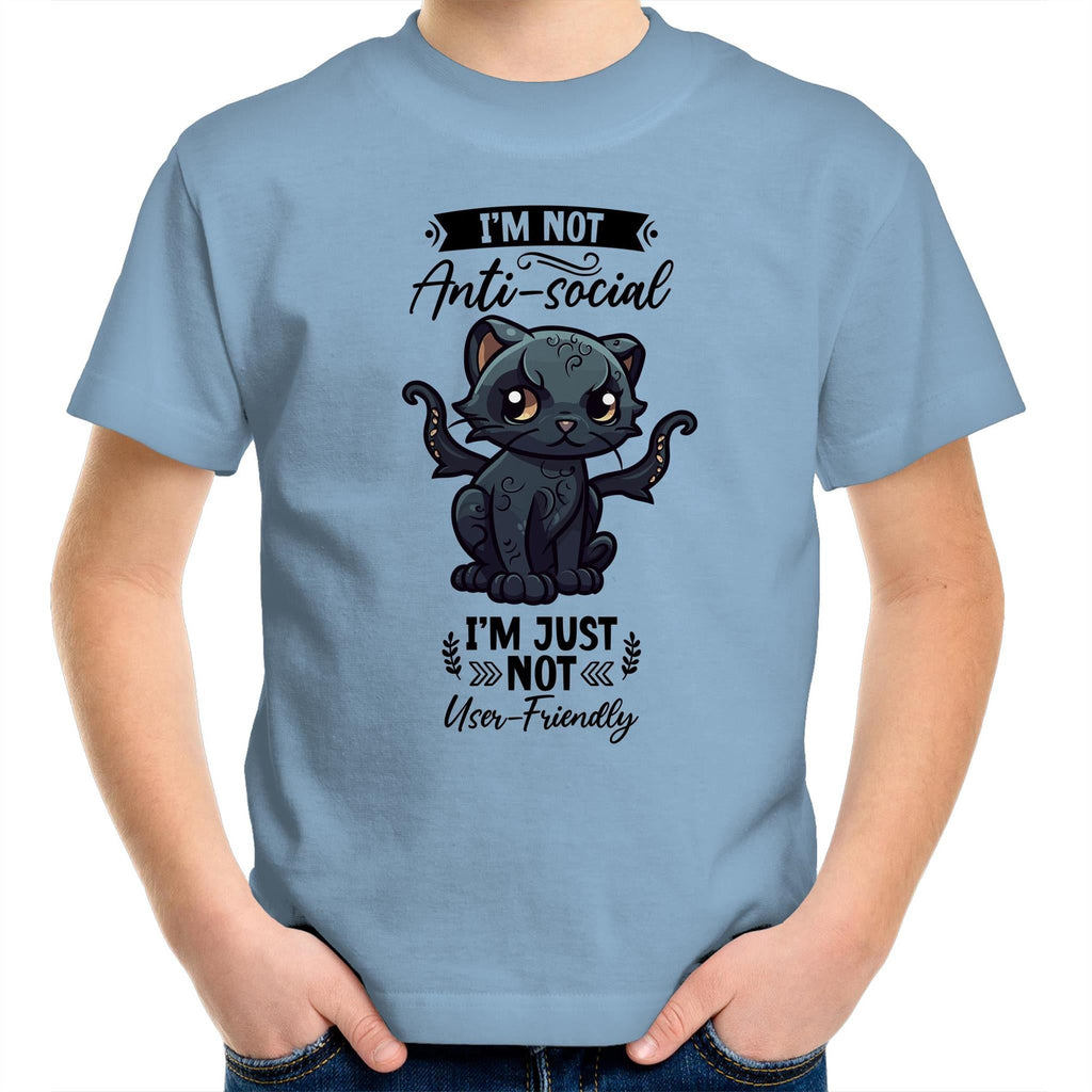 Antisocial Cat Monster AS Colour Kids Youth T-Shirt Ogo Merch