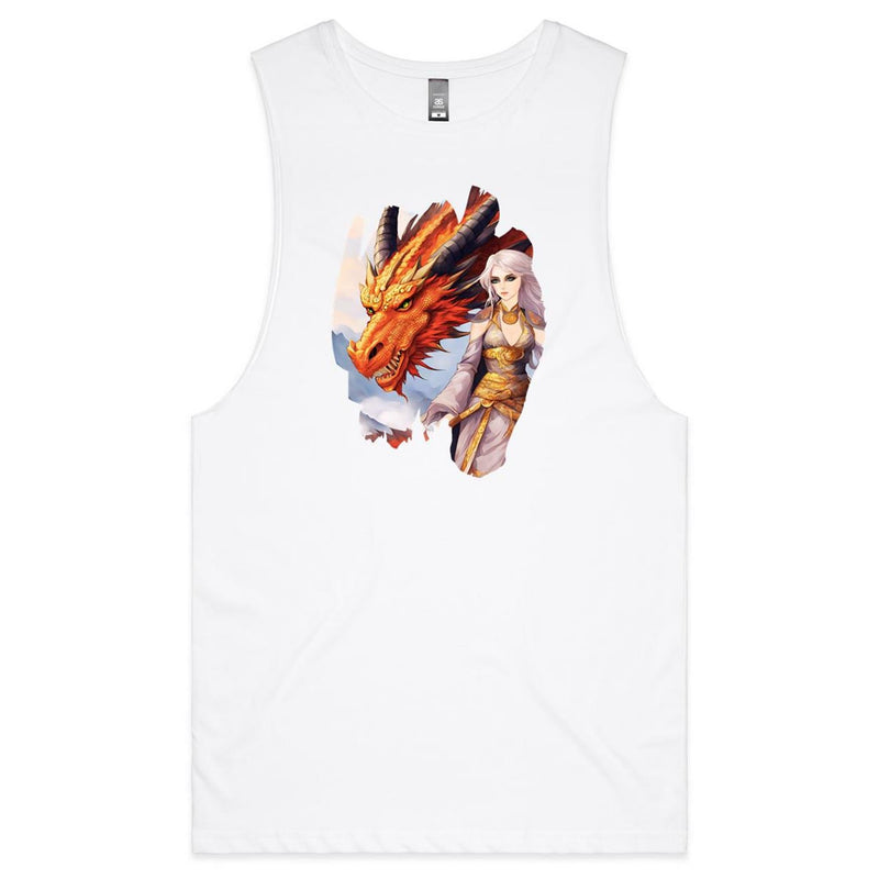 Lady and Pet Dragon AS Colour Barnard - Mens Tank Top Tee Ogo Merch