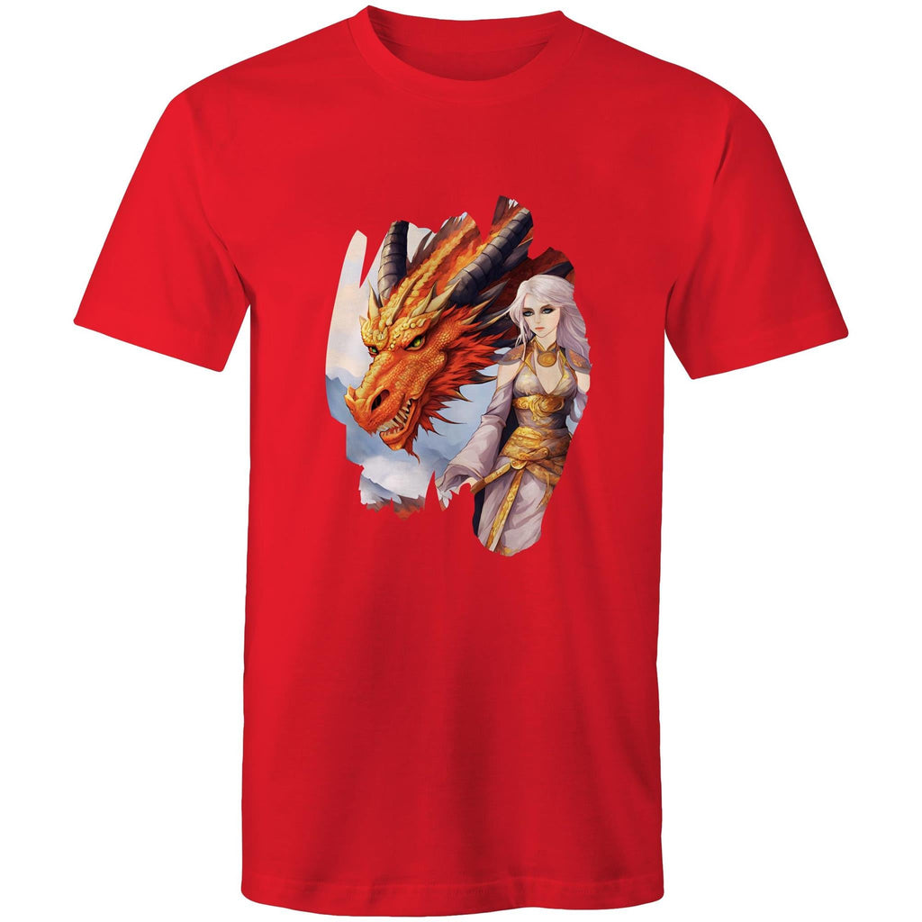 Lady and Pet Dragon AS Colour Staple - Mens T-Shirt Ogo Merch