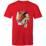 Lady and Pet Dragon AS Colour Staple - Mens T-Shirt Ogo Merch