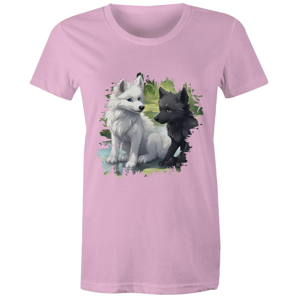 Two Wolves AS Colour - Women's Maple Tee Ogo Merch