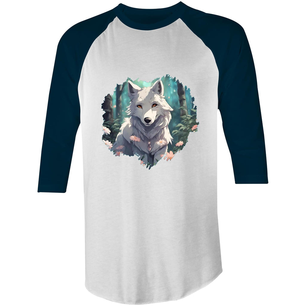 Wolf Print AS Colour Raglan 3/4 Sleeve TShirt Ogo Merch
