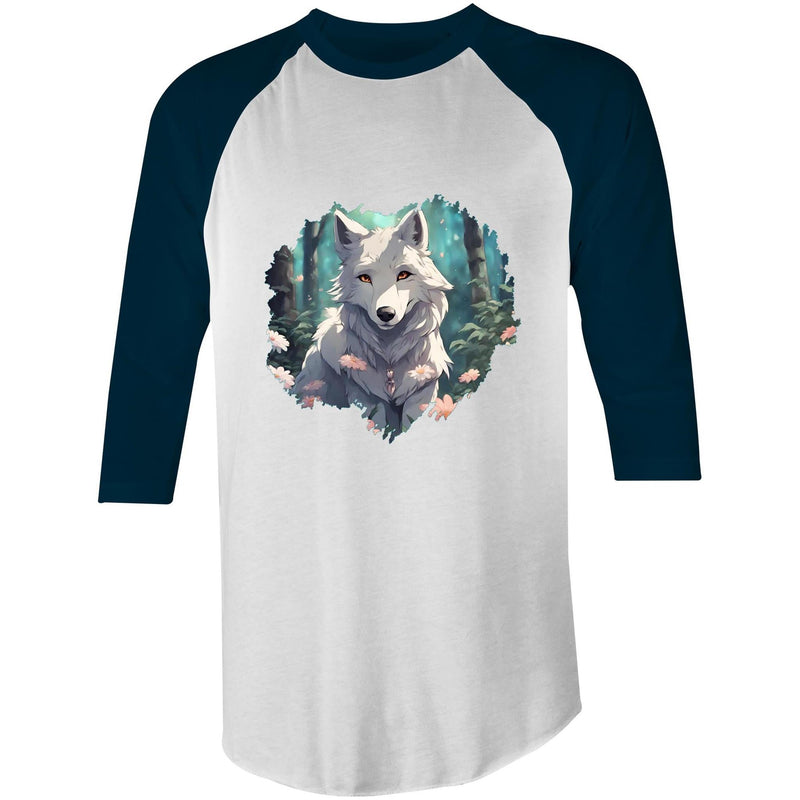 Wolf Print AS Colour Raglan 3/4 Sleeve TShirt Ogo Merch