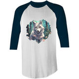 Wolf Print AS Colour Raglan 3/4 Sleeve TShirt Ogo Merch