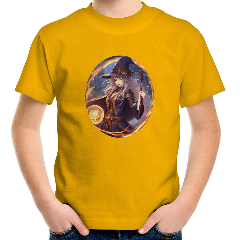 Flame Witch AS Colour Kids Youth T-Shirt Ogo Merch