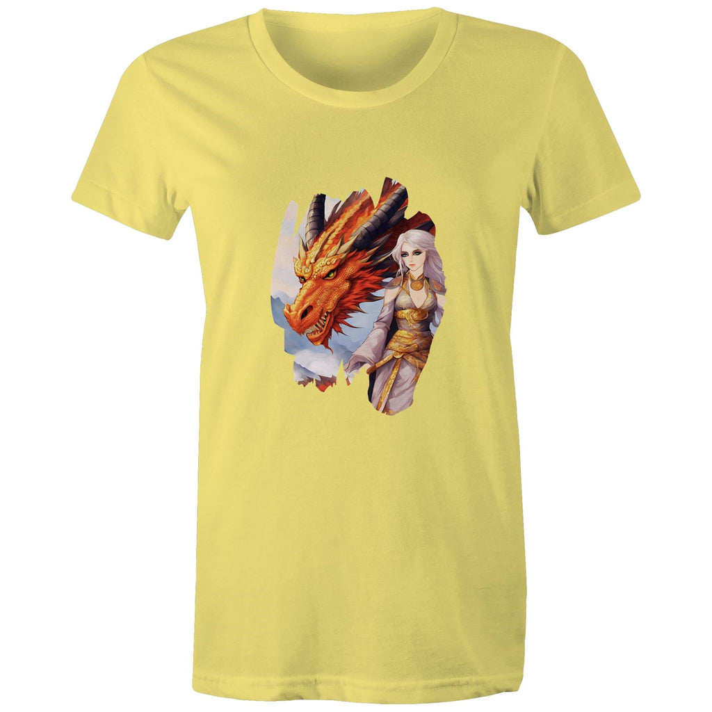 Lady and Pet Dragon AS Colour - Women's Maple Tee Ogo Merch