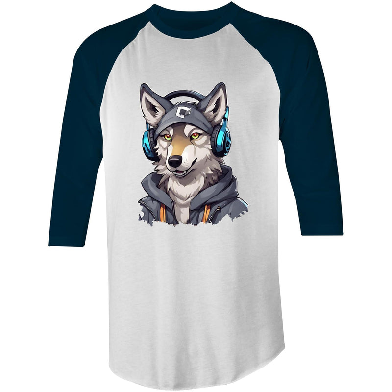 Gaming Wolf AS Colour Raglan 3/4 Sleeve TShirt Ogo Merch
