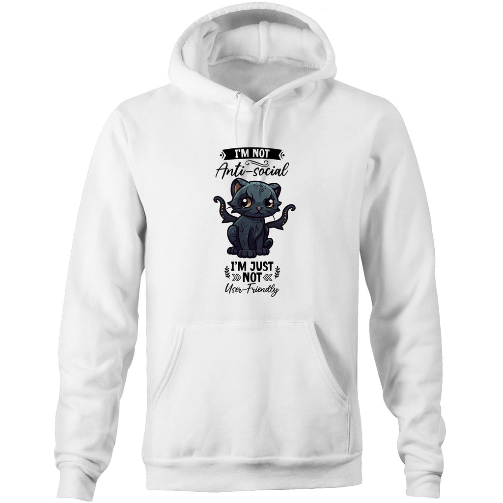 Antisocial Cat Monster AS Colour Stencil - Pocket Hoodie Sweatshirt Ogo Merch