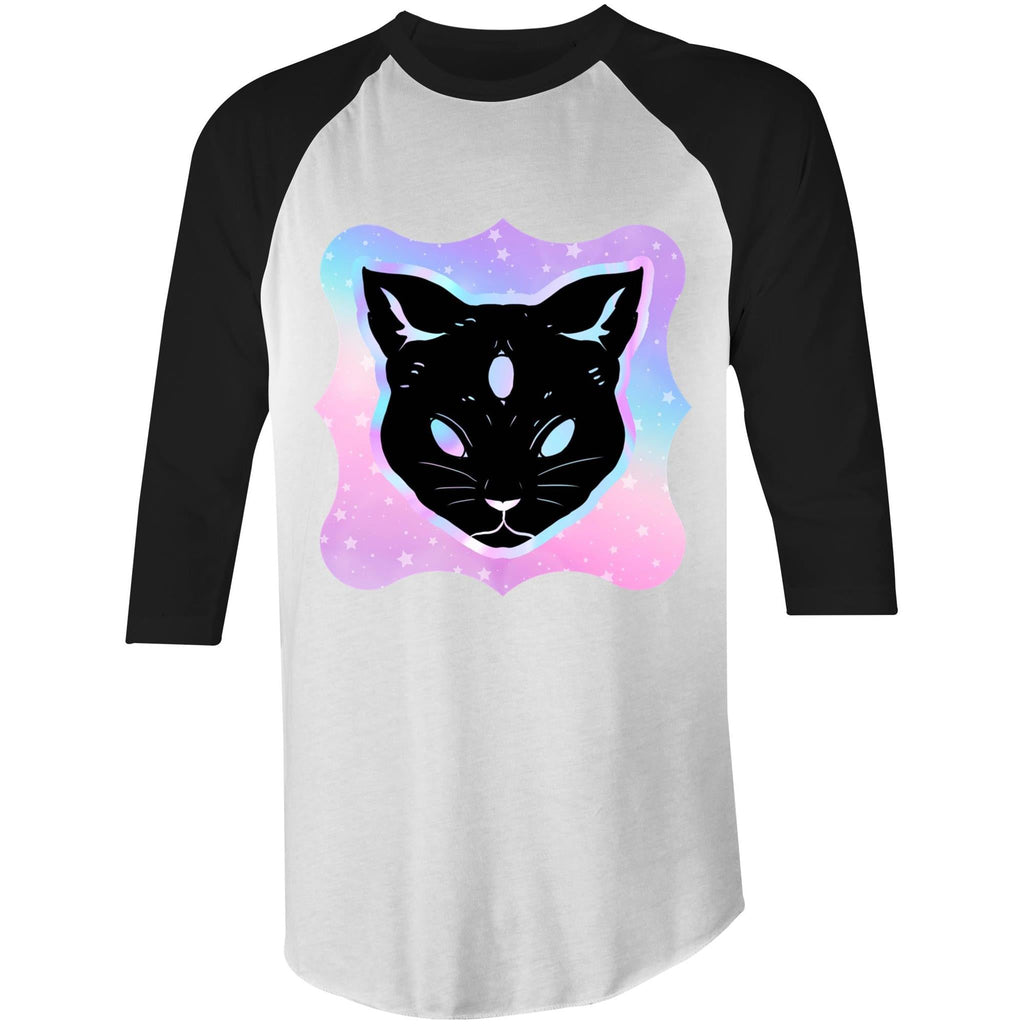 Psychic Cat AS Colour Raglan 3/4 Sleeve TShirt Ogo Merch