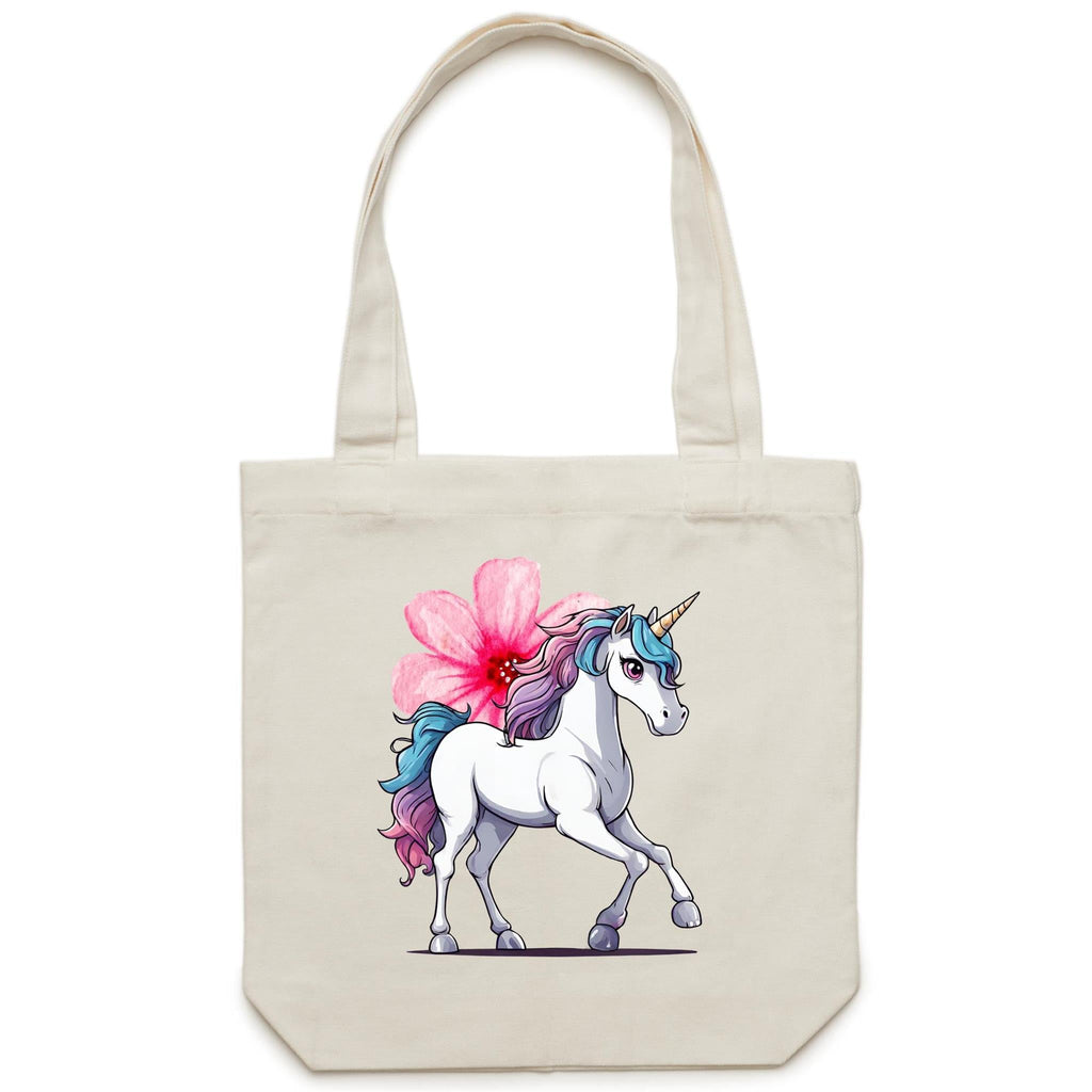 Unicorn and Flower AS Colour - Carrie - Canvas Tote Bag Ogo Merch