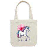 Unicorn and Flower AS Colour - Carrie - Canvas Tote Bag Ogo Merch