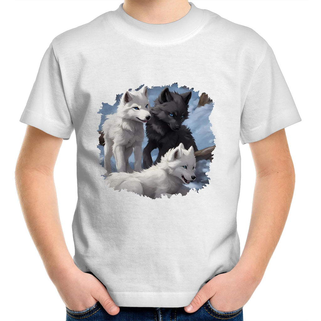 Three Wolves AS Colour Kids Youth T-Shirt Ogo Merch