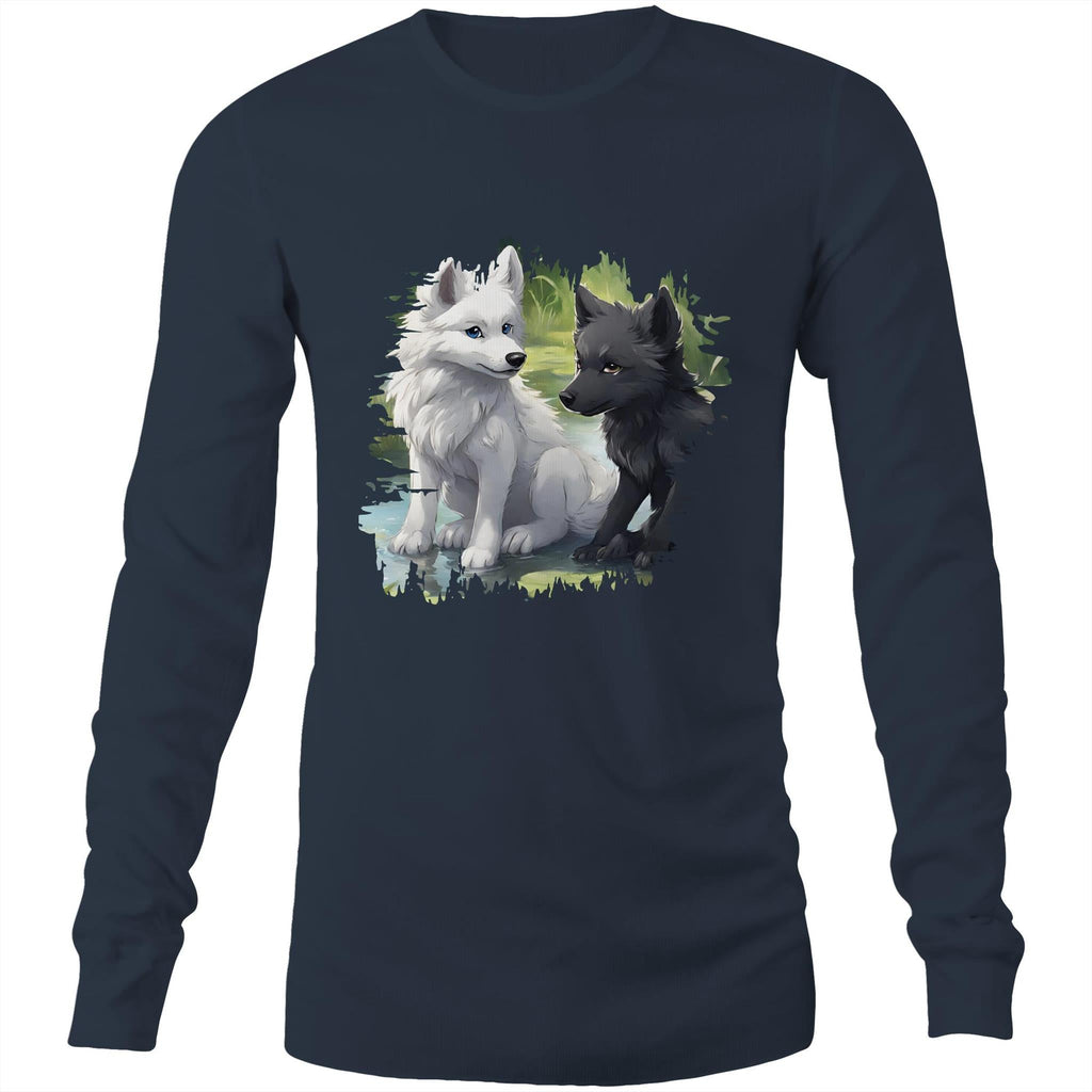 Two Wolves AS Colour Base Mens Long Sleeve TShirt Ogo Merch