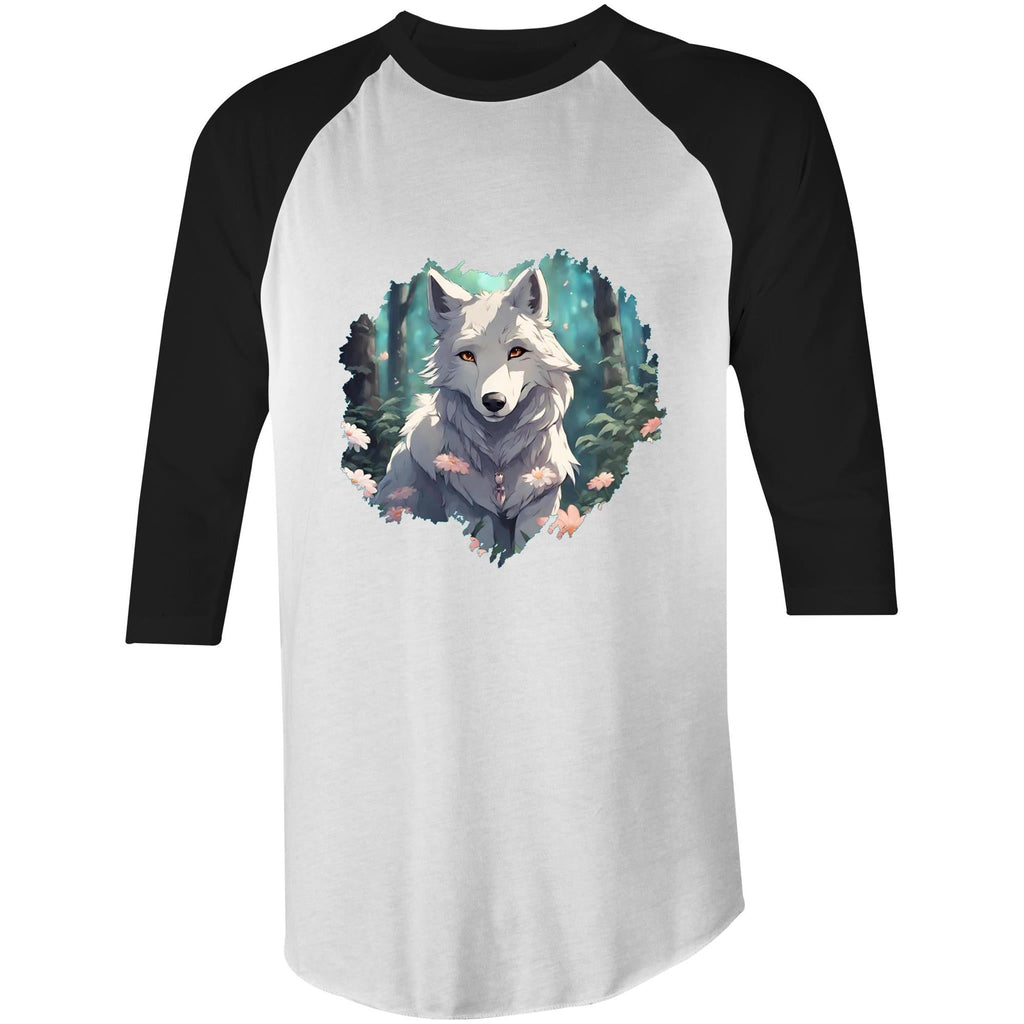 Wolf Print AS Colour Raglan 3/4 Sleeve TShirt Ogo Merch