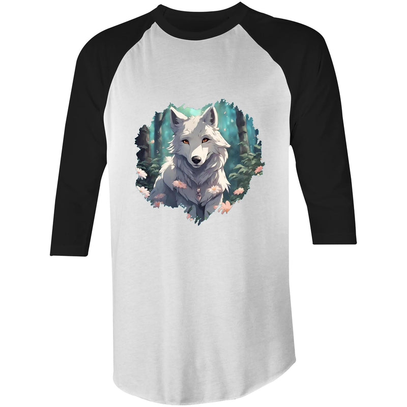 Wolf Print AS Colour Raglan 3/4 Sleeve TShirt Ogo Merch