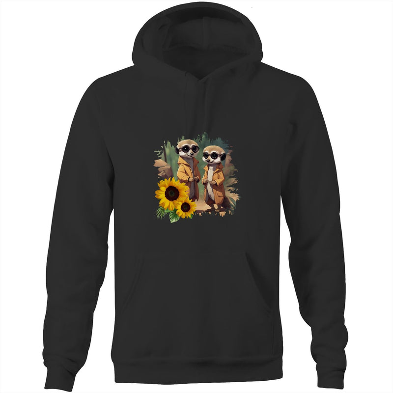 Sunflower Meerkats AS Colour Stencil - Pocket Hoodie Sweatshirt Ogo Merch
