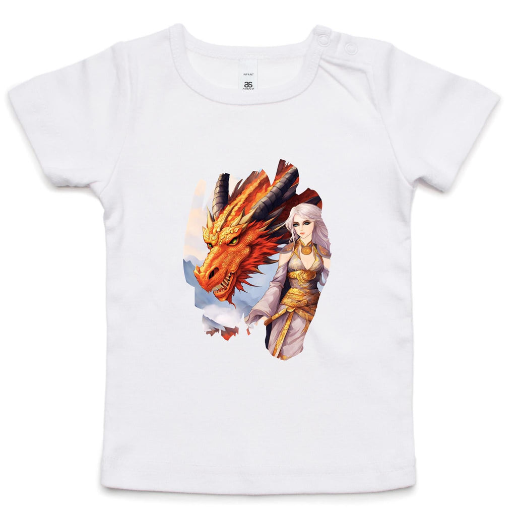 Lady and Pet Dragon AS Colour - Infant Wee Tee Ogo Merch