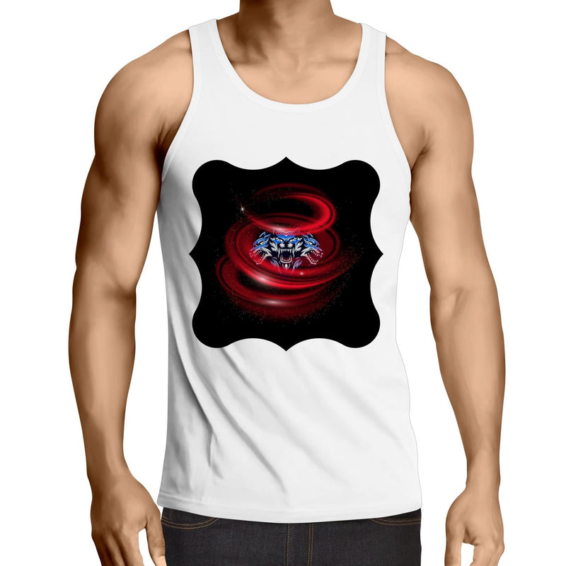 Cerberus Swirl AS Colour Lowdown Mens Singlet Top Ogo Merch