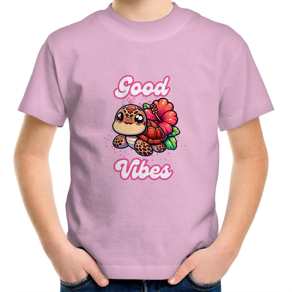 Good Vibes Turtle AS Colour Kids Youth T-Shirt Ogo Merch