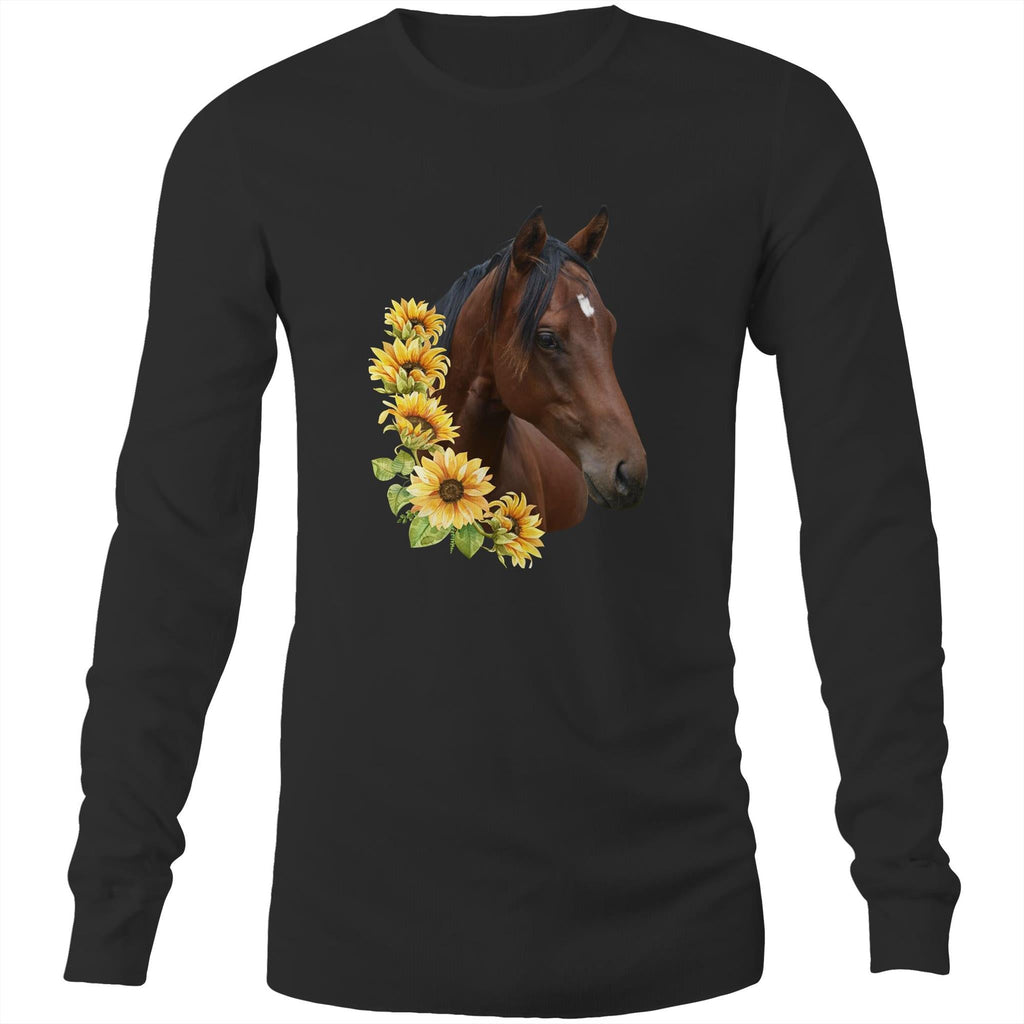 Sunflower Horse AS Colour Base - Mens Long Sleeve T-Shirt Ogo Merch