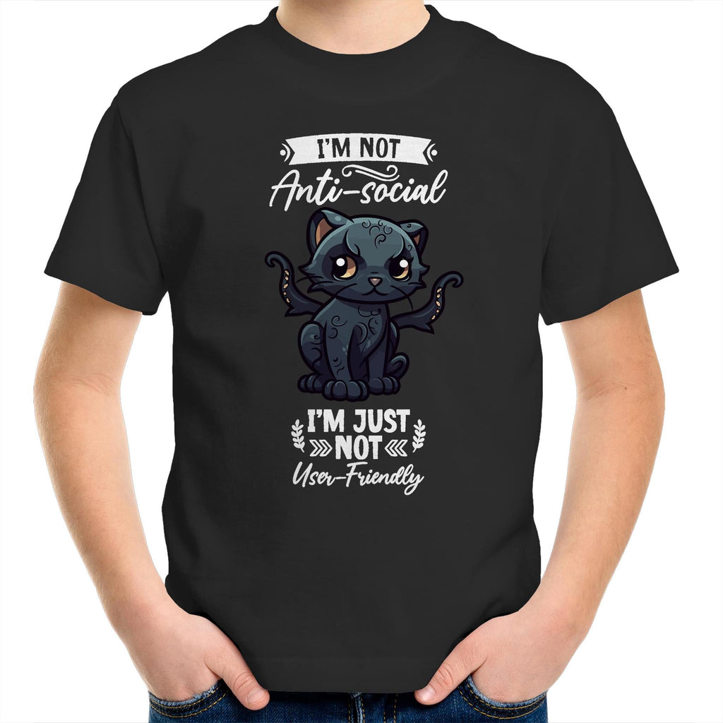 Antisocial Cat Monster AS Colour Kids Youth T-Shirt Ogo Merch