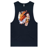 Lady and Pet Dragon AS Colour Barnard - Mens Tank Top Tee Ogo Merch
