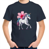 Unicorn and Flower AS Colour Kids Youth T-Shirt Ogo Merch