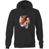 Lady and Pet Dragon AS Colour Stencil - Pocket Hoodie Sweatshirt Ogo Merch