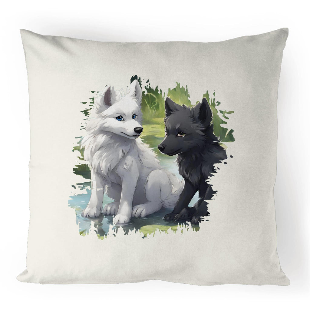 Two Wolves 100% Linen Cushion Cover Ogo Merch
