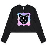 Psychic Cat AS Colour Women's Long Sleeve Crop Tee