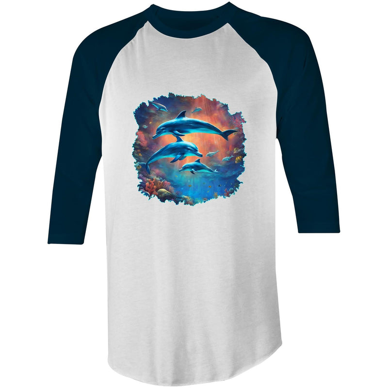 Dolphins AS Colour Raglan - 3/4 Sleeve T-Shirt Ogo Merch