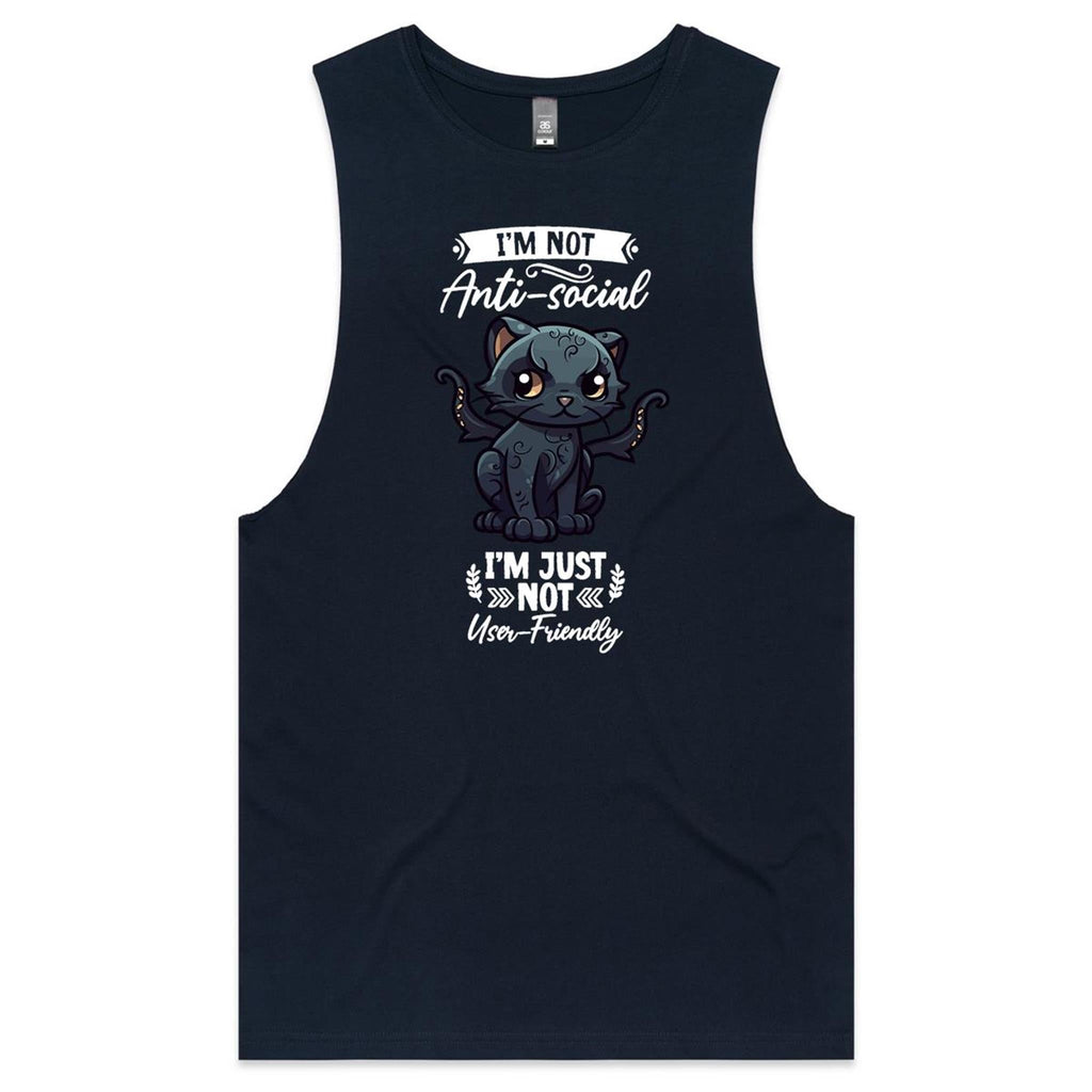 Antisocial Cat Monster AS Colour Barnard - Mens Tank Top Tee Ogo Merch