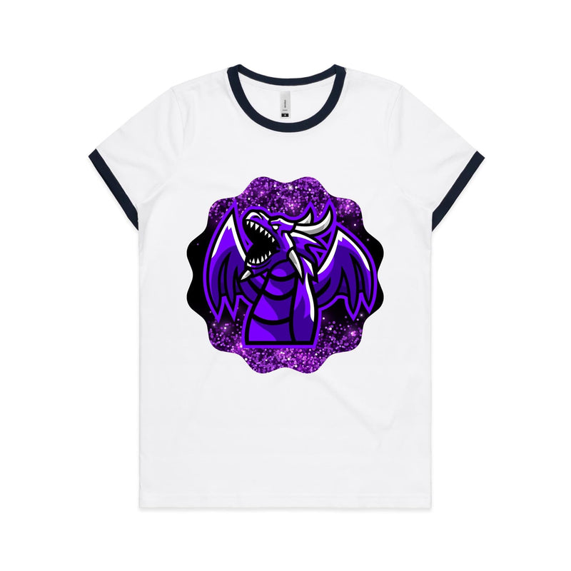 Shining Purple Dragon AS Colour Women's Ringer Tee Ogo Merch