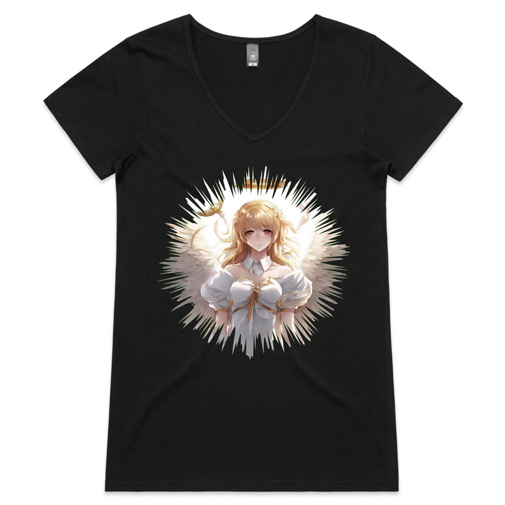 Angel Girl AS Colour Bevel - Womens V-Neck T-Shirt Ogo Merch