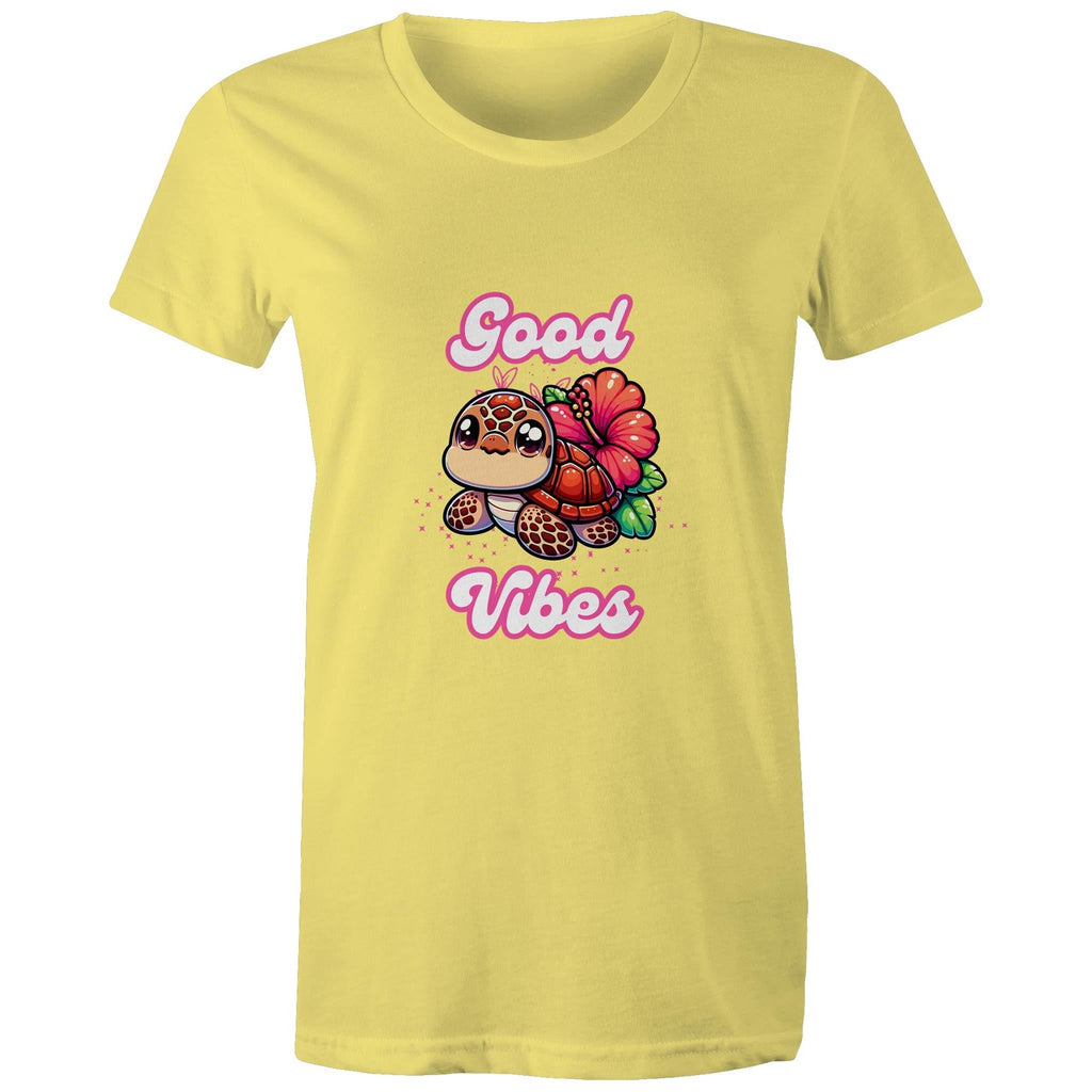 Good Vibes Turtle AS Colour - Women's Maple Tee Ogo Merch