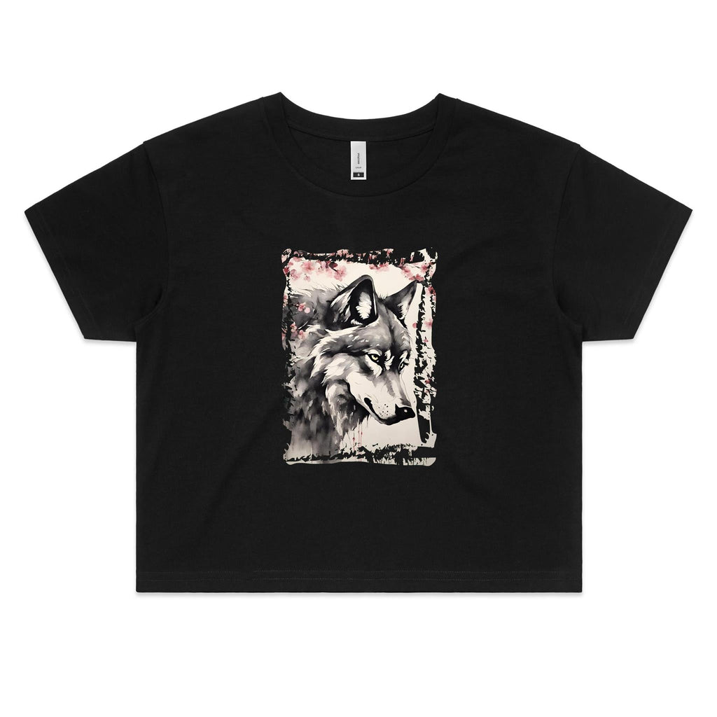 Wolf and Flowers AS Colour Women's Crop Tee Ogo Merch