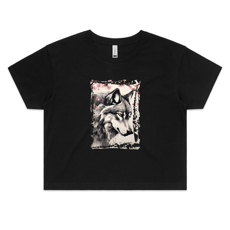 Wolf and Flowers AS Colour Women's Crop Tee Ogo Merch