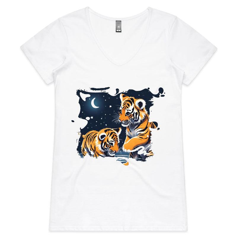 Tigers AS Colour Bevel - Womens V-Neck T-Shirt Ogo Merch
